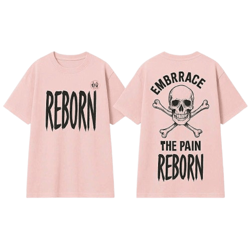 Áo Thun Reborn Hồng Pastel – Cá Tính Nổi Bật Trên Nền Màu Dịu Nhẹ