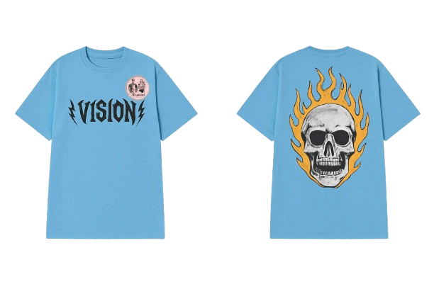 Áo thun Vision Flame Skull Xanh Dương